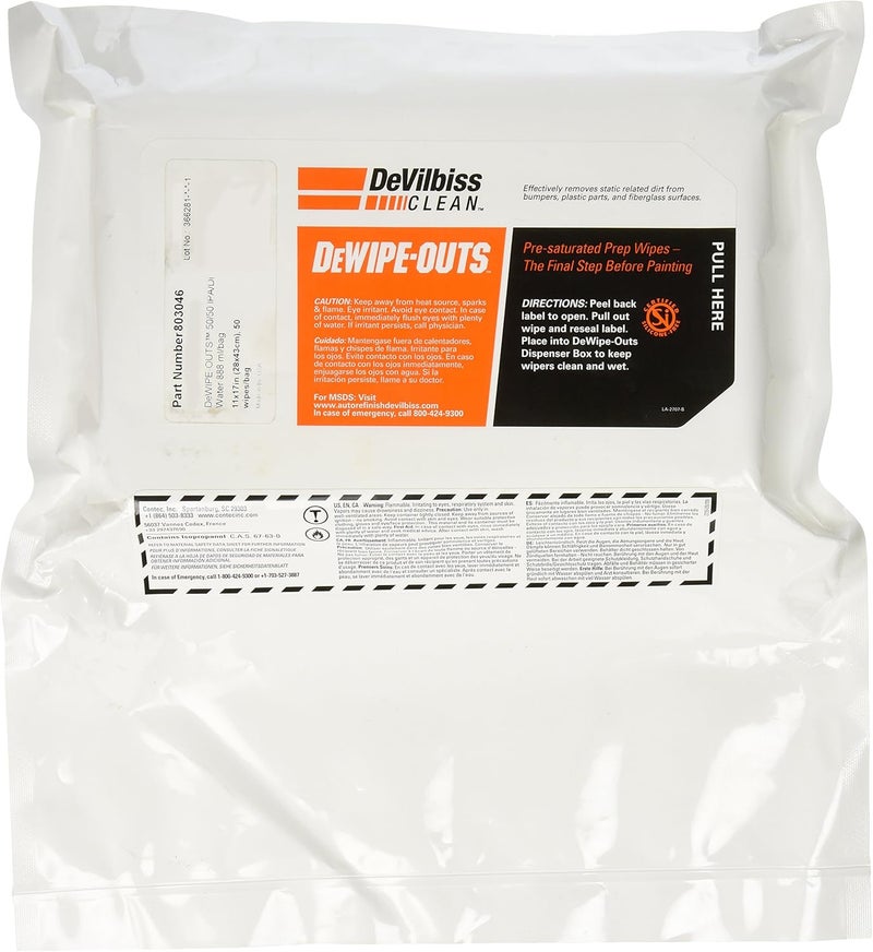 DeVilbiss 803046 DeWipe-Outs Pre-saturated Prep Wipes for Painting
